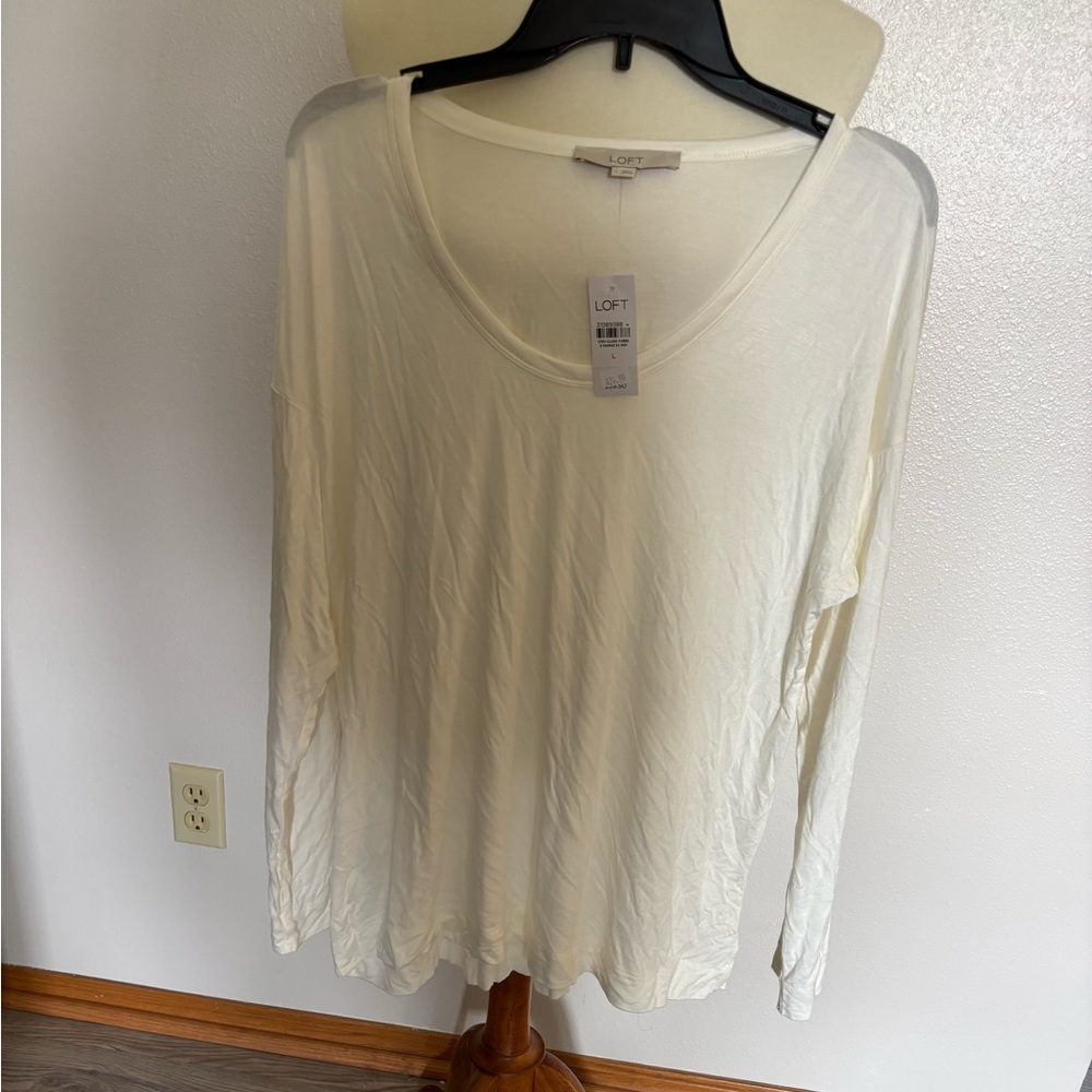 LOFT Women's Ivory Long Sleeve Blouse